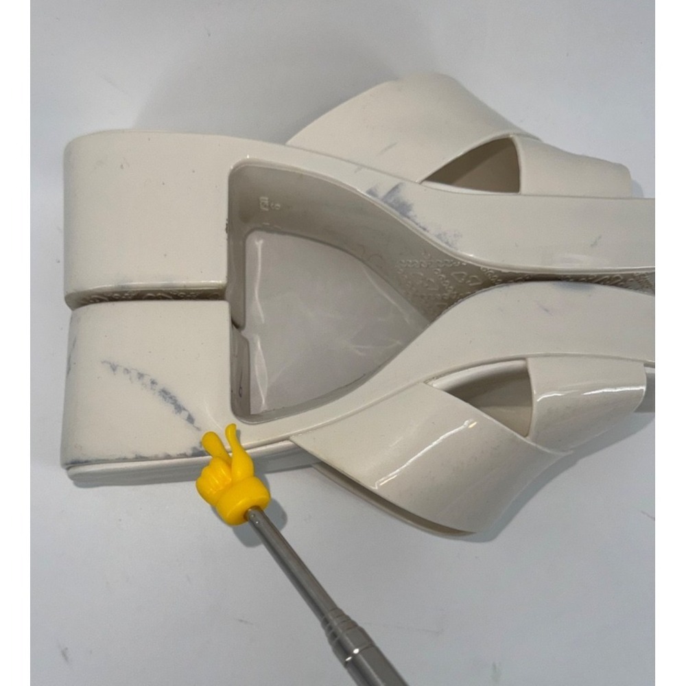 Jeffrey Campbell Bubblegum White Patent Platform Mules Y2K 90s Chunky Heels W 9 - Picture 9 of 13